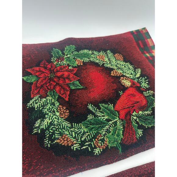 Tapestry Poinsettia Cardinal Bowman Spencer Christmas 18 x 12 Table Setting TWO - Picture 13 of 14